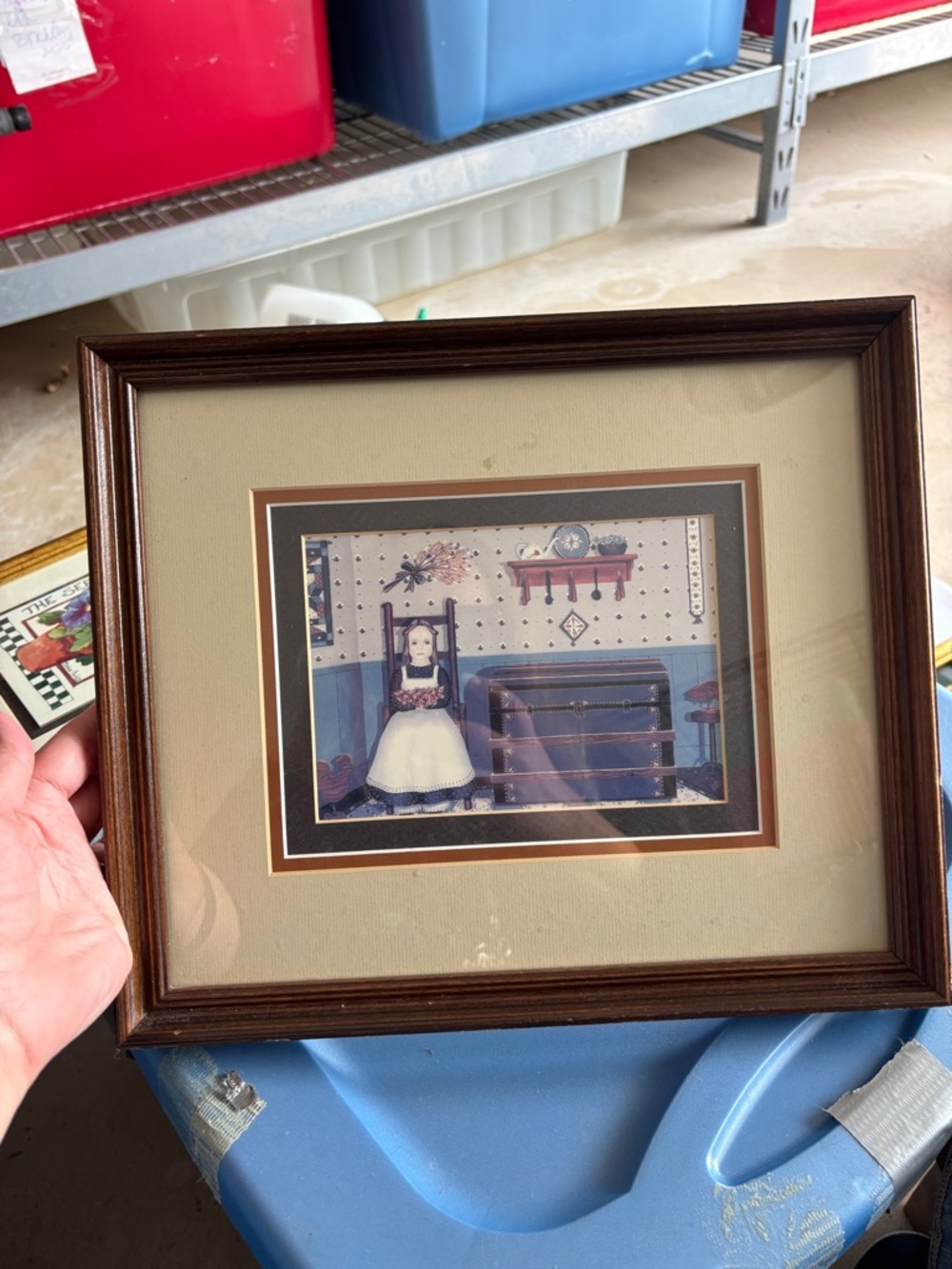 Brown Wood Picture Frame with Beige Mat and Double Accent Borders